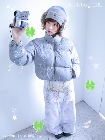 Reversible Short-Length Stand Collar Puffer Jacket