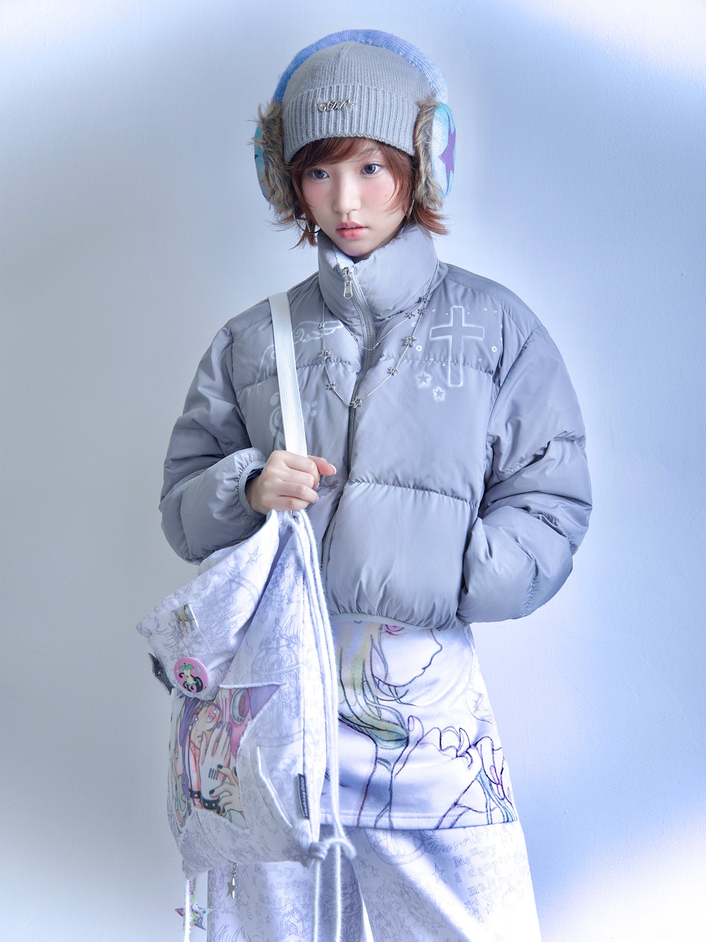 Reversible Short-Length Stand Collar Puffer Jacket