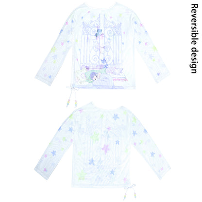 congming co-branded Reversible Mesh Long Sleeve Cover-up Tee
