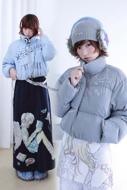 Reversible Short-Length Stand Collar Puffer Jacket