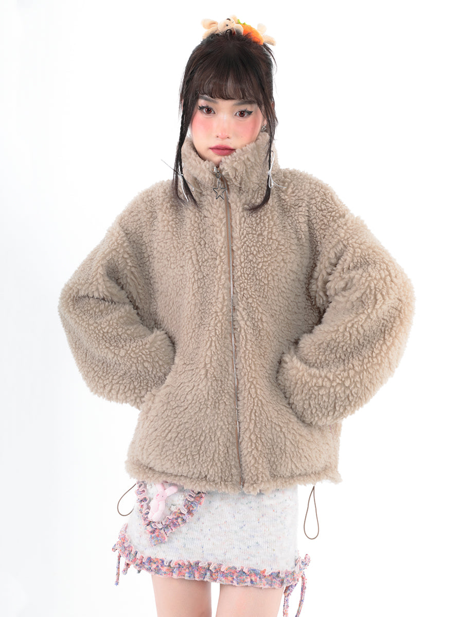 両面に爪プリントのプラッシュジャケット