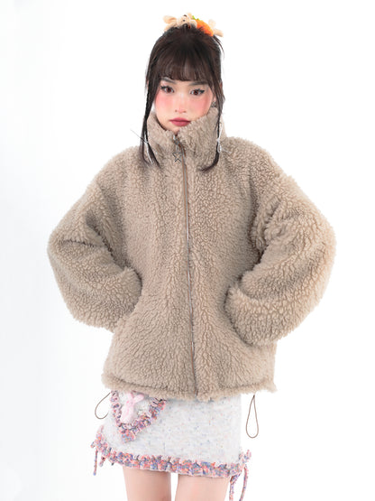 両面に爪プリントのプラッシュジャケット