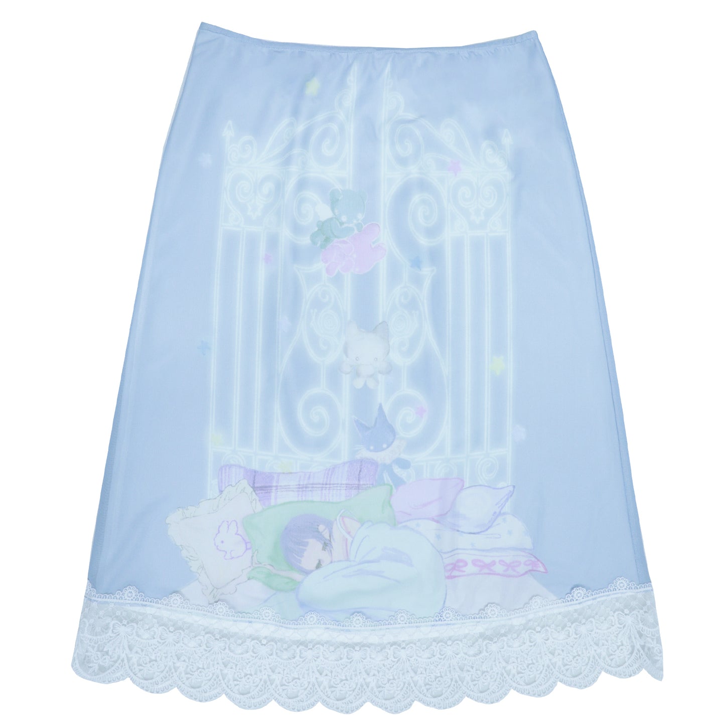 congming co-branded Reversible Lace Mesh Midi Skirt