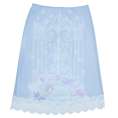 congming co-branded Reversible Lace Mesh Midi Skirt