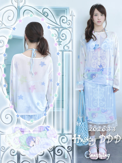 congming co-branded Reversible Mesh Long Sleeve Cover-up Tee
