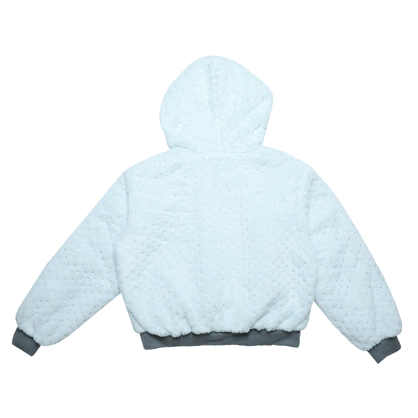 Silver-Foil Star & Piano Note Plush Hooded Coat