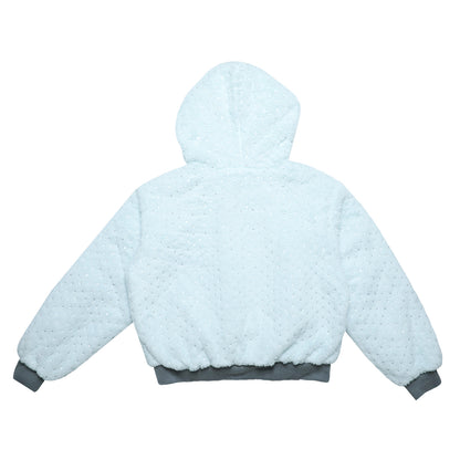 Silver-Foil Star & Piano Note Plush Hooded Coat