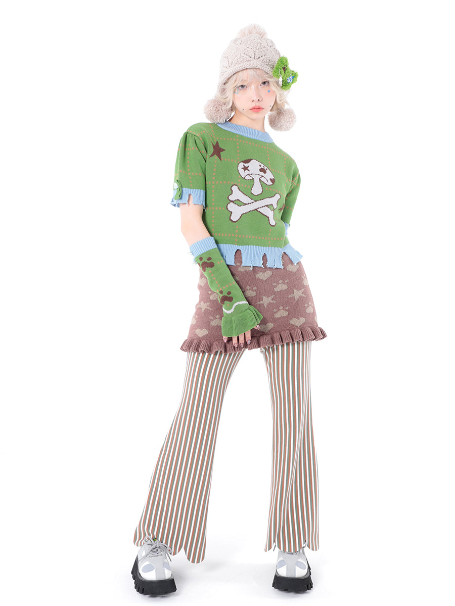 Short sleeve knit sweater sleeves