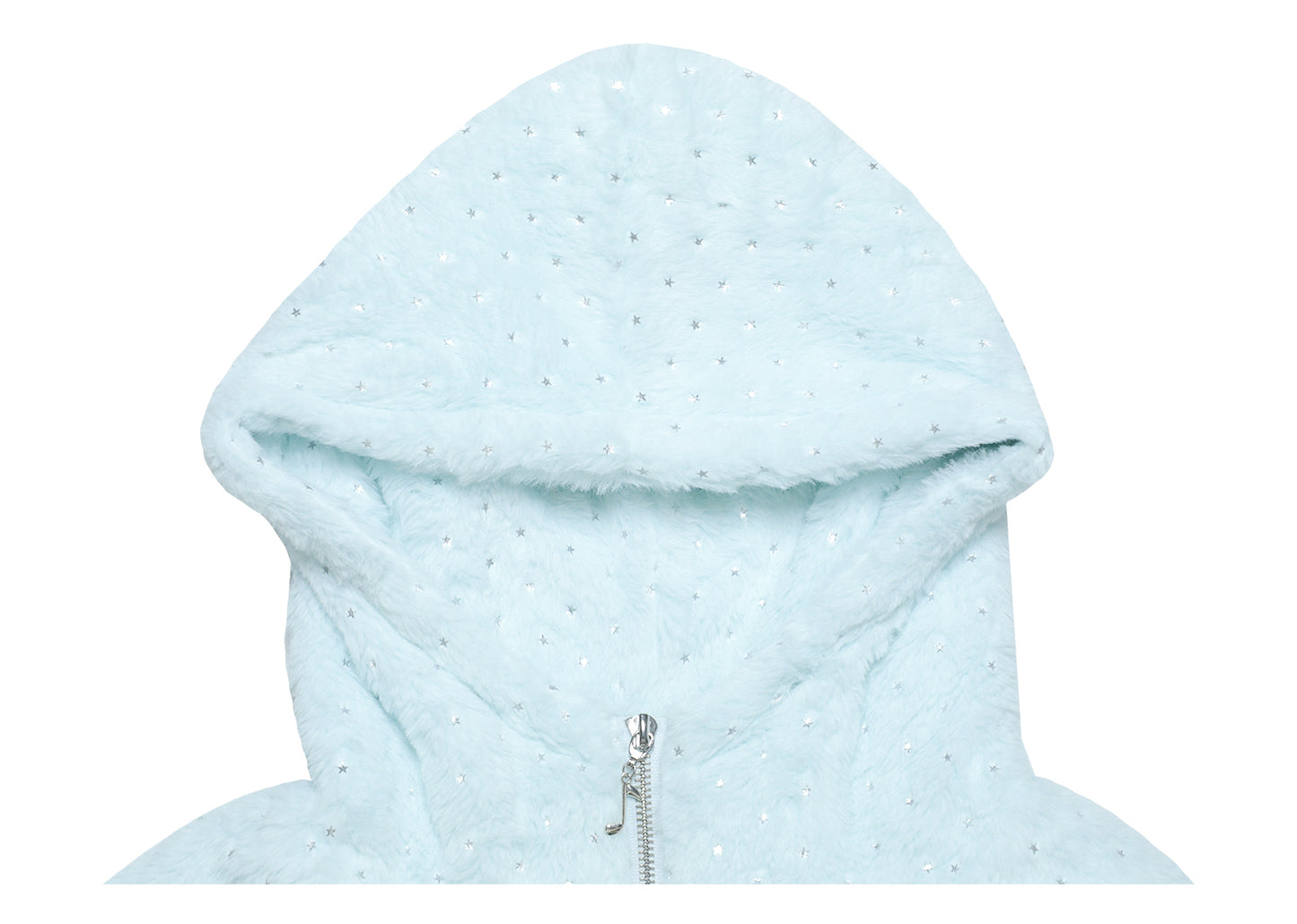 Silver-Foil Star & Piano Note Plush Hooded Coat