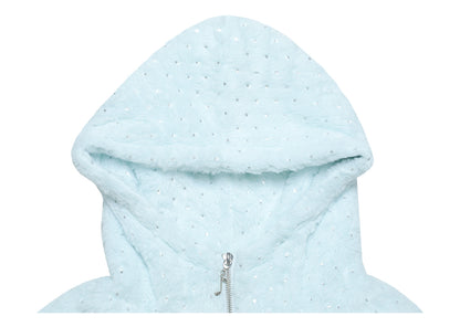 Silver-Foil Star & Piano Note Plush Hooded Coat