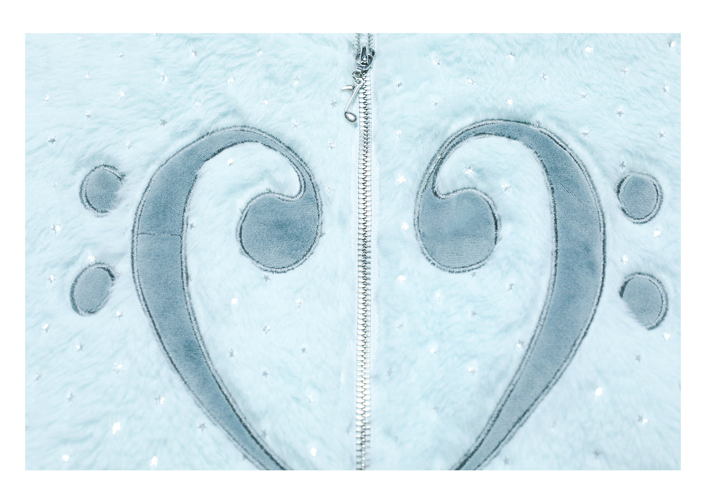 Silver-Foil Star & Piano Note Plush Hooded Coat