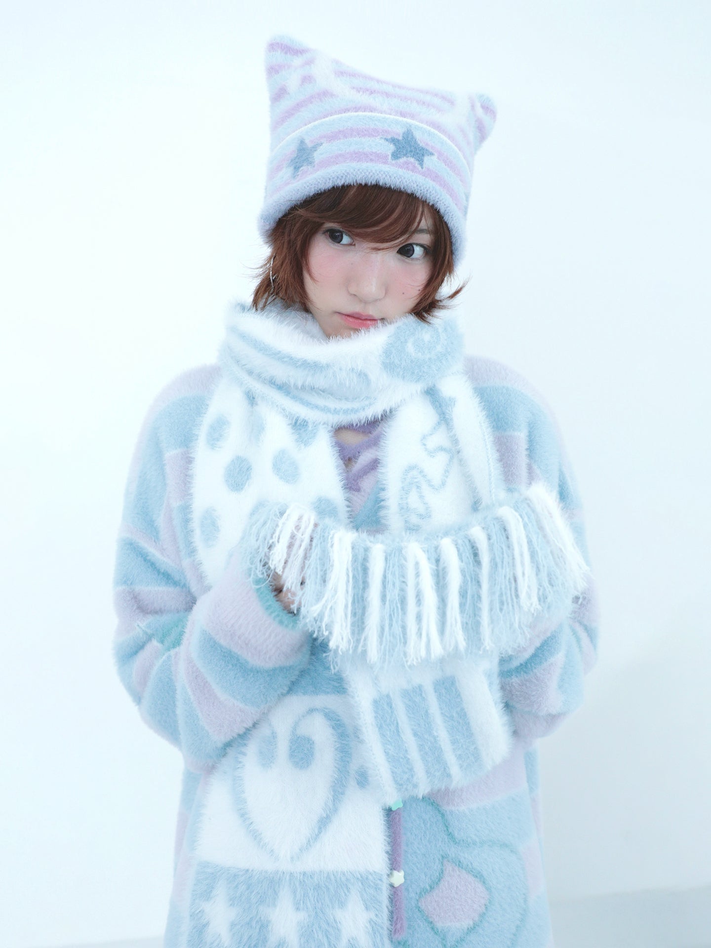 Faux Mink Fur Reversible Fringe Scarf