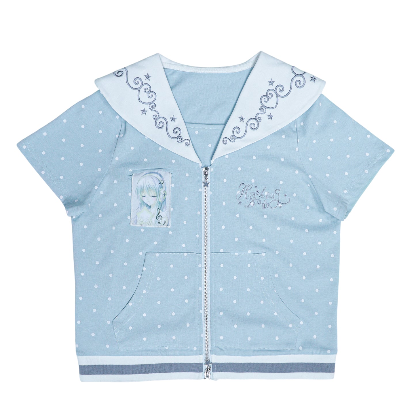 Sailor Style Short Sleeve Cardigan (2 Colors)
