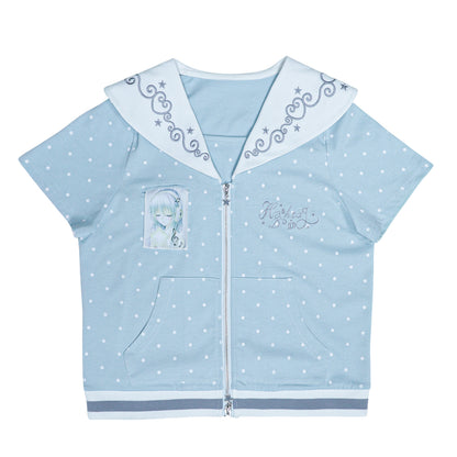 Sailor Style Short Sleeve Cardigan (2 Colors)