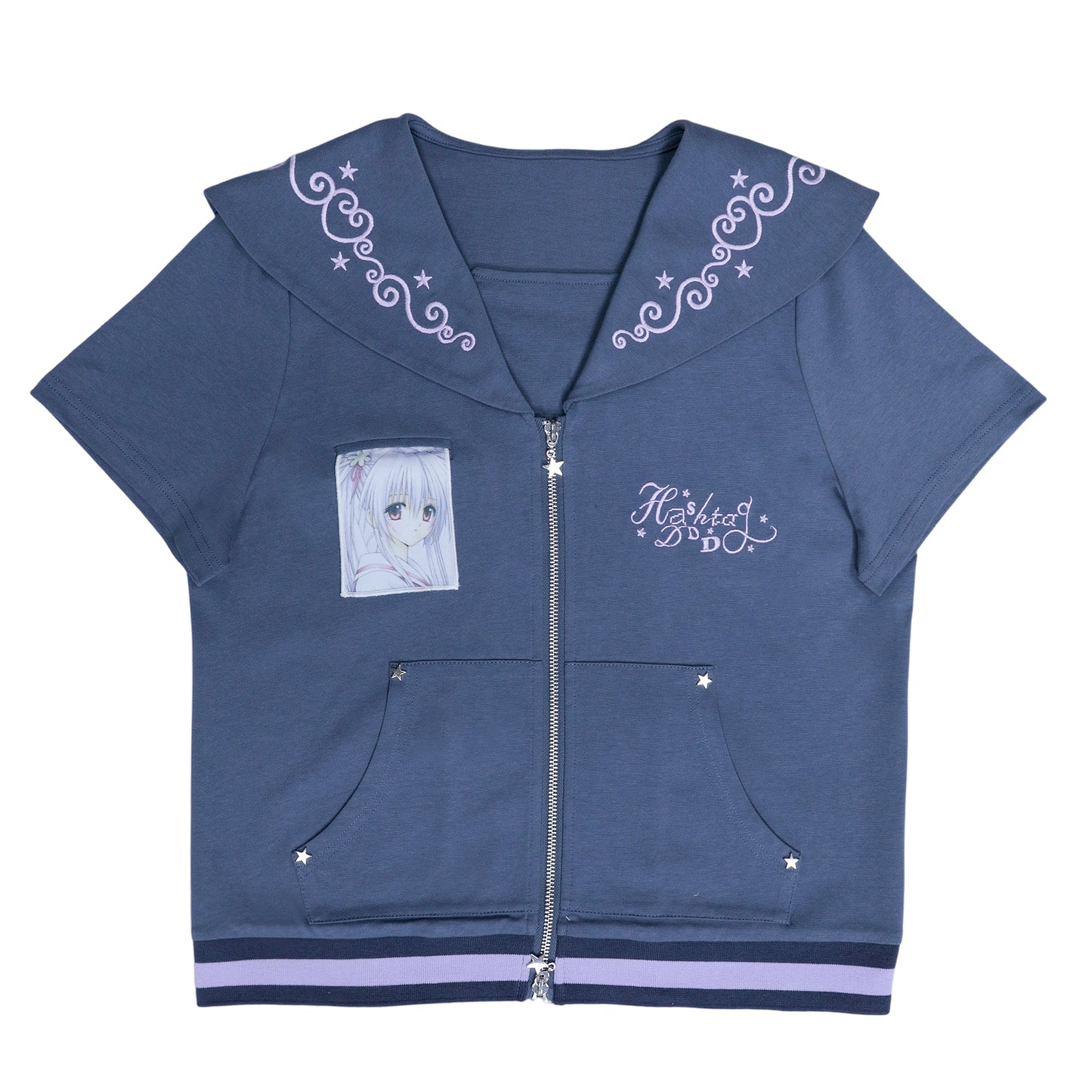 Sailor Style Short Sleeve Cardigan (2 Colors)