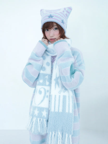 Faux Mink Fur Reversible Fringe Scarf