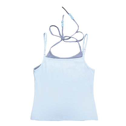 hot silver spiral star fake two piece neck hanging top