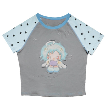 oliwabiu co-branded Star Plunge Short Sleeve T-Shirt