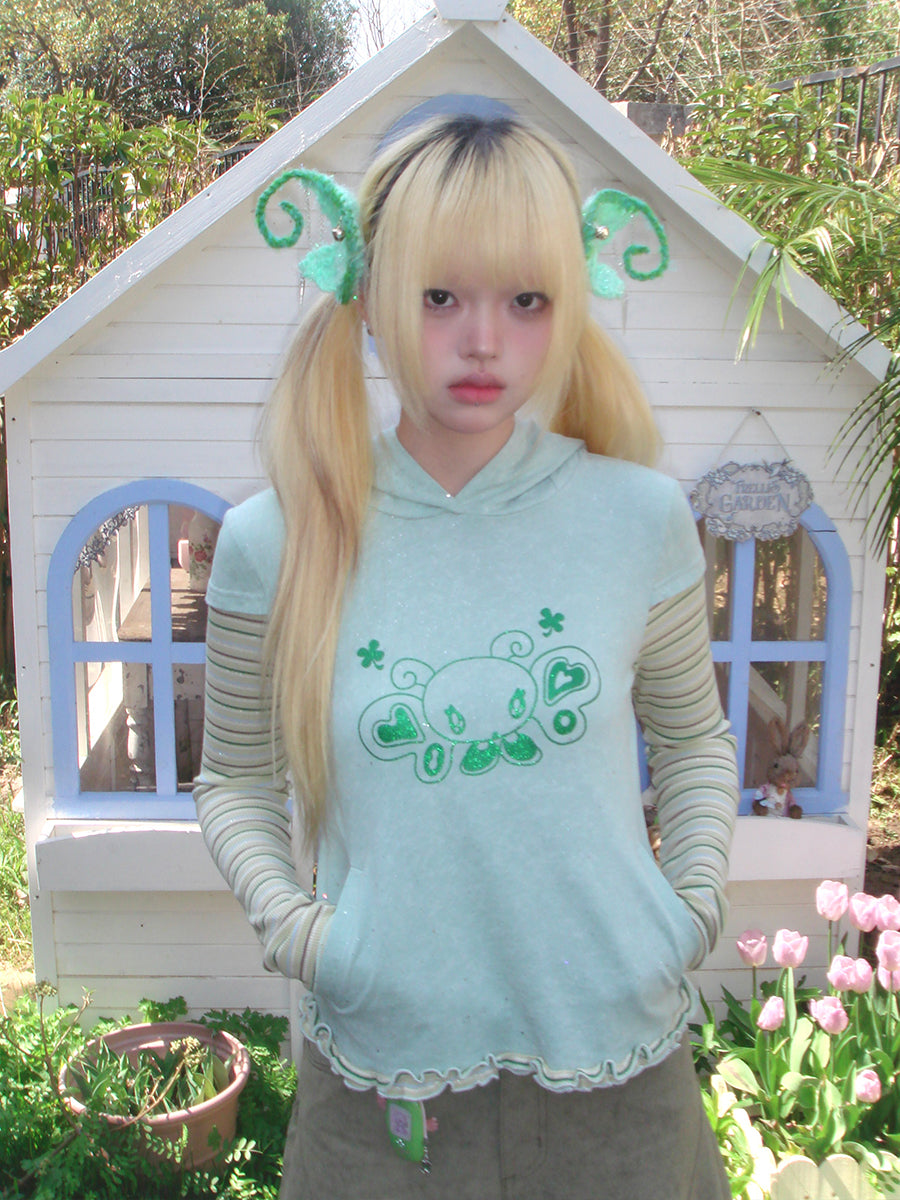 sunonebird co-branded  Long Sleeve Hooded Bottom Shirt