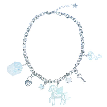 Unicorn Little House Heart Necklace & Earrings