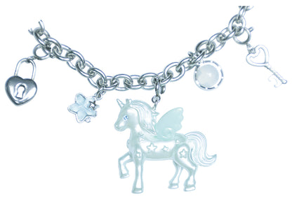 Unicorn Little House Heart Necklace & Earrings