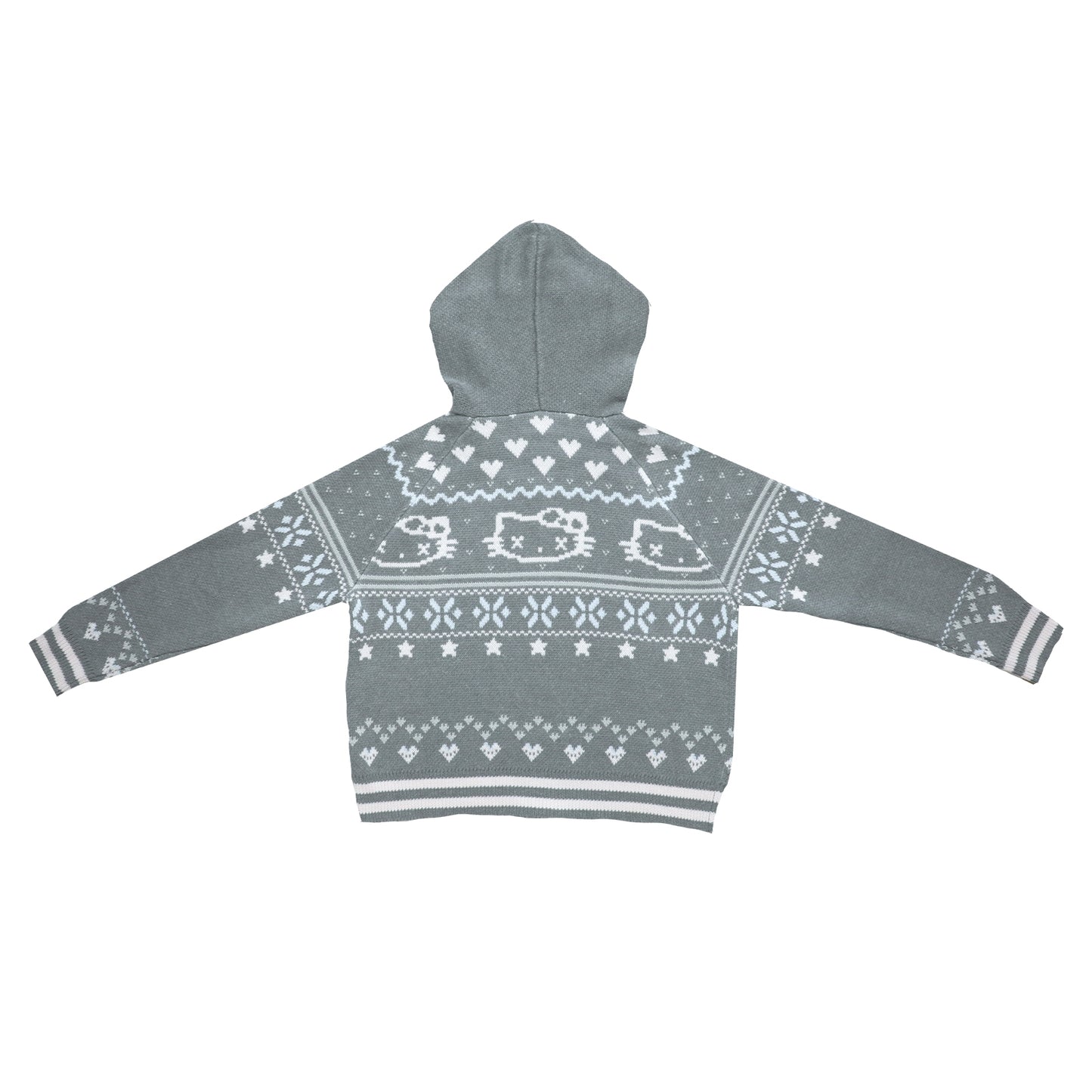 Fair Isle Knit Hooded Coat with Cat Ears