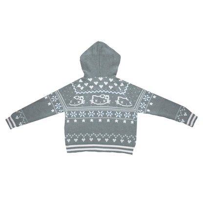 Fair Isle Knit Hooded Coat with Cat Ears