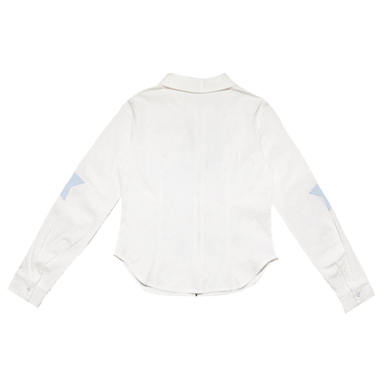 Angel rhinestone vertical striped long sleeved shirt