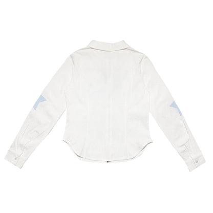 Angel rhinestone vertical striped long sleeved shirt