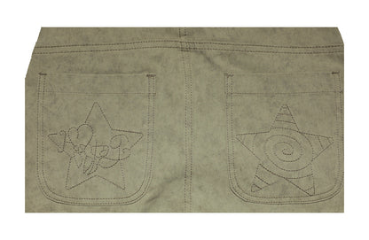 oliwabiu co-branded  Silver glitter printed curved knife pants