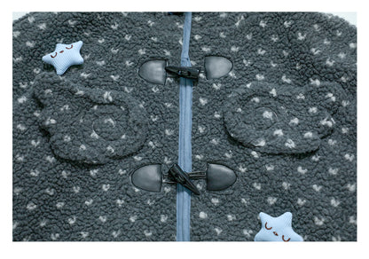 Faux Shearling Hooded Coat with Angel Wings