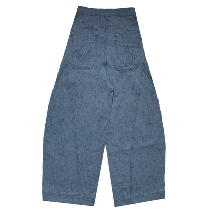 oliwabiu co-branded  Silver glitter printed curved knife pants