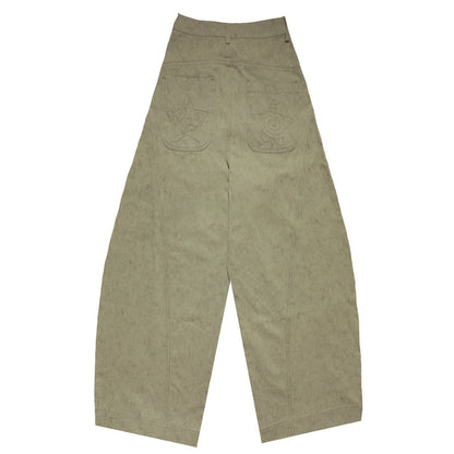 oliwabiu co-branded  Silver glitter printed curved knife pants