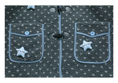 Faux Shearling Hooded Coat with Angel Wings