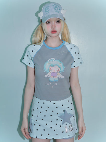 oliwabiu co-branded Star Plunge Short Sleeve T-Shirt