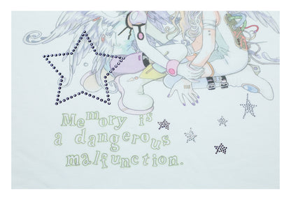 oliwabiu co-branded rhinestone star shoulder long sleeved hoodie