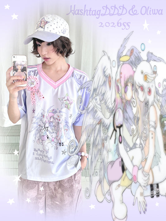 oliwabiu co-branded Patchwork Short Sleeve Jersey - Purple