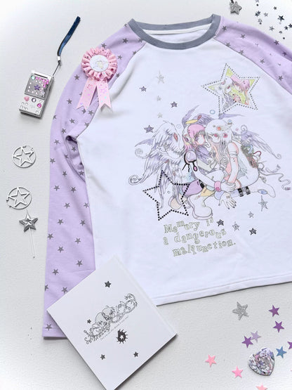 oliwabiu co-branded rhinestone star shoulder long sleeved hoodie